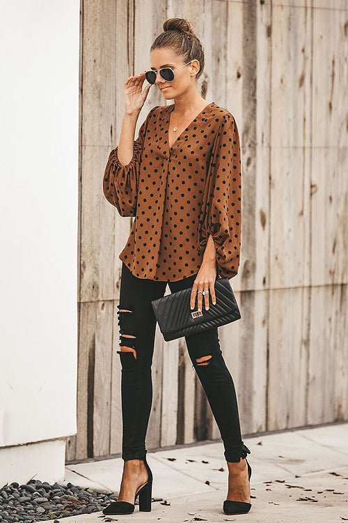 Comfy Cozy Dotted Printed Long Sleeve Top