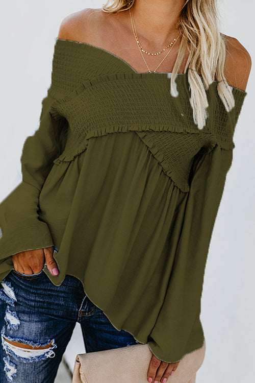 Over Heels V-neck Pleated Flare Top