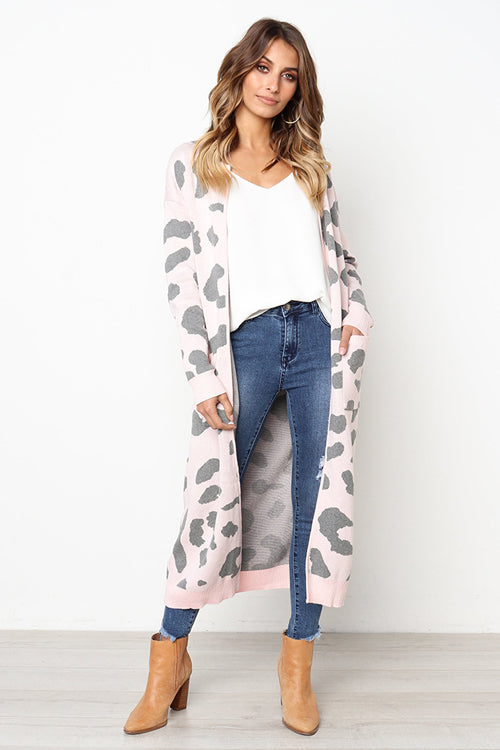 Chancery Leopard Print Knit Sweater Coat