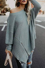 Take It Easy Zip Up Knit Cape Sweater