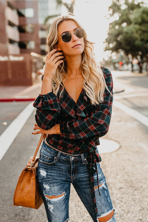 Back to School Tartan Ruffle Shirt