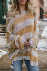 Rainy Day Stripe Loose Style Knit Sweater