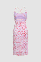Draped Spot Print Midi Dress