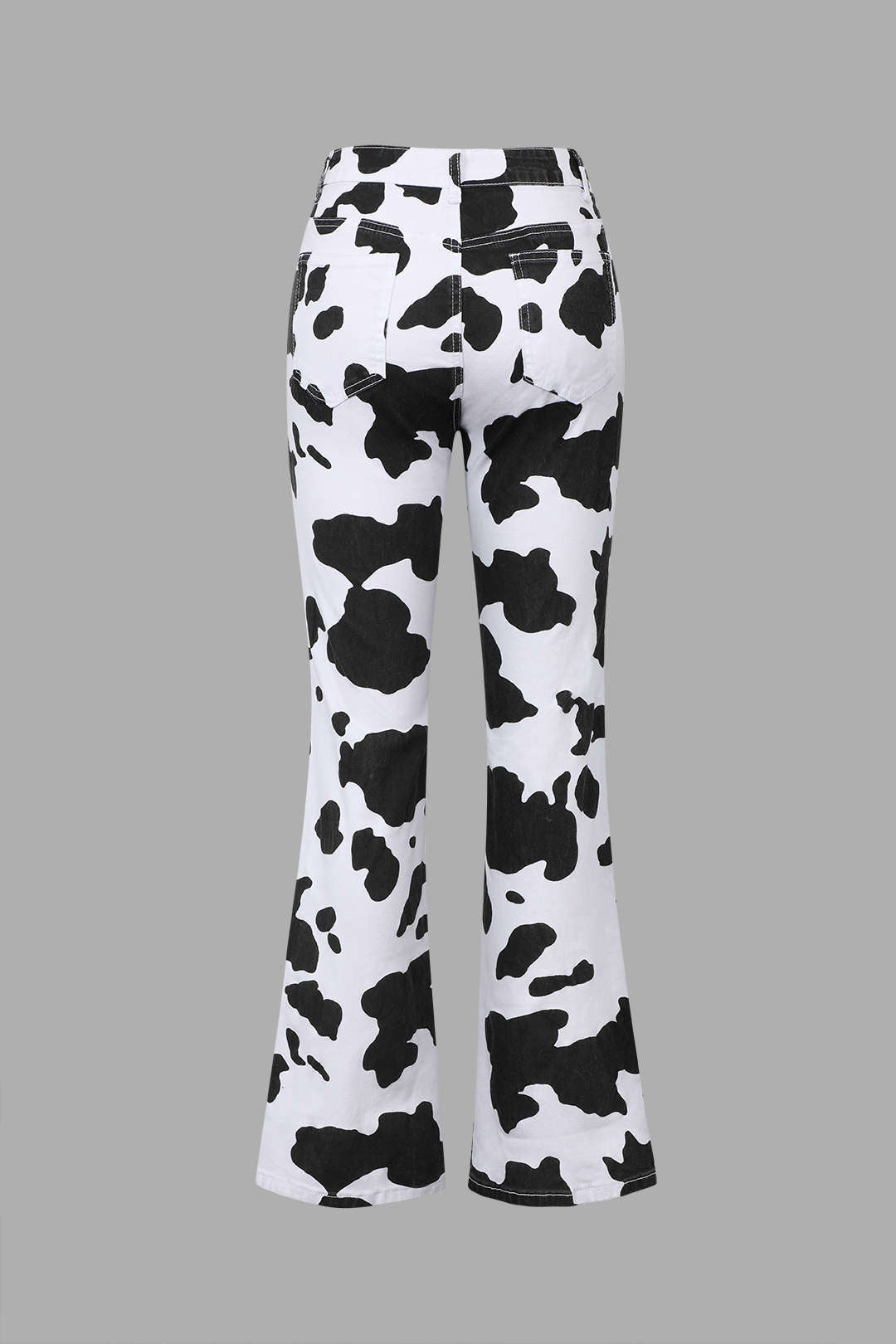 Cow Print Flared Leg Jeans