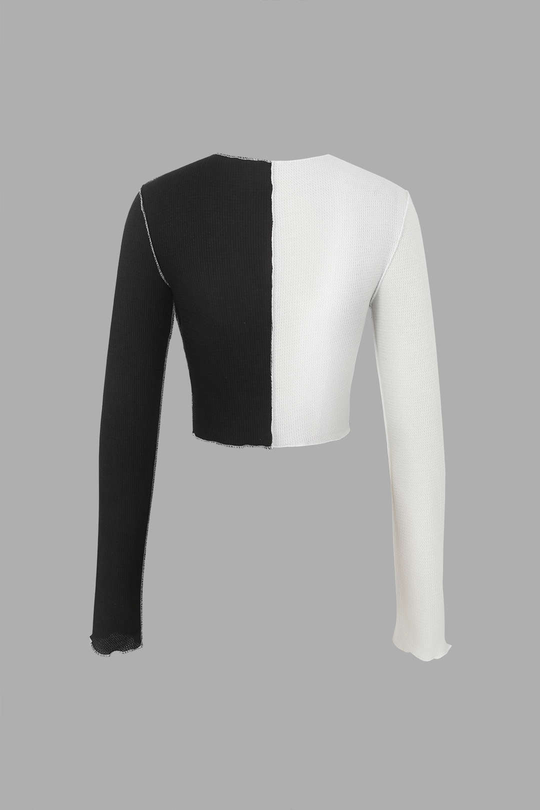 Contrast Stitching Long Sleeve Top