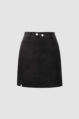 Faux Leather Slit Mini Skirt