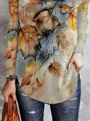 Plus size Fall Leaves Casual Shirts & Tops