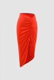 Drawstring Ruched Asymmetric Skirt