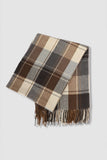 Checked Pattern Fringe Scarf