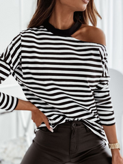Plus size Long Sleeve Striped Shirts & Tops