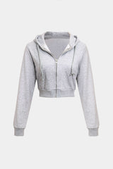 Cropped Zip Through Hoodie