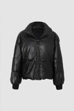 Faux Leather Zip Puffer Jacket