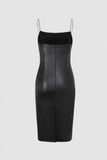 Faux Leather Ruched Cami Midi Dress