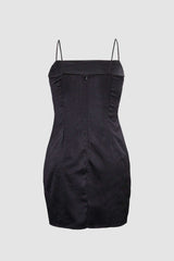 Black Satin Bodycon Dress