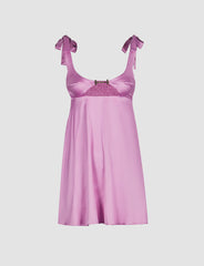 Romantic Satin Straps Pleate Dress