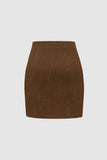 Corduroy Button Mini Skirt