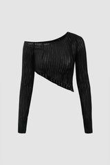 Asymmetric Long Sleeve Crop Top