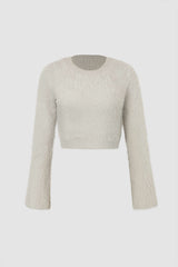 Fuzzy Cropped Knit Top