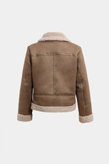 Faux Suede Shearling  Jacket