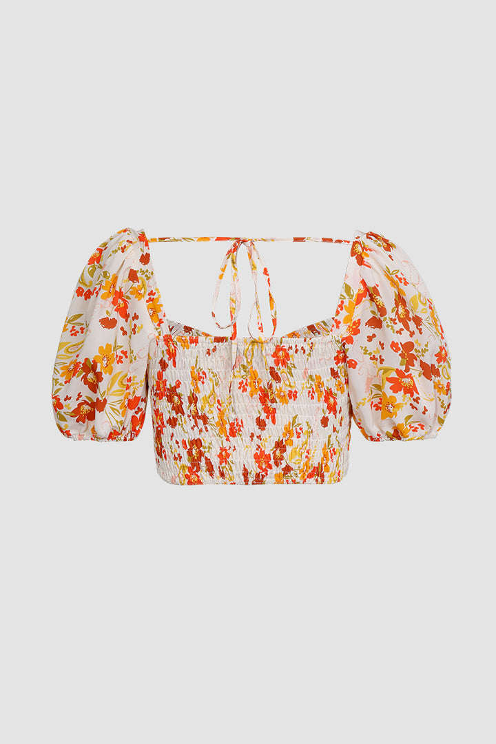 Floral Ruched Bust Crop Top