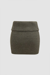 Foldover Waist Knit Mini Skirt