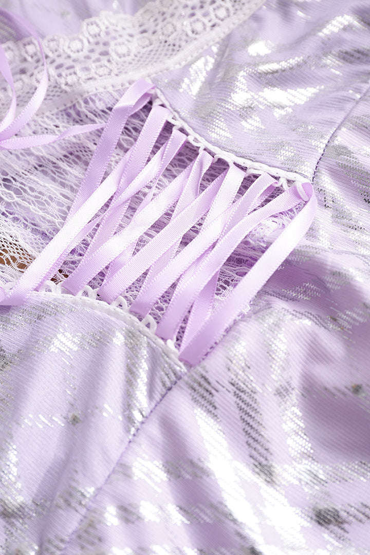 Jacquard Lace Patched Mini Dress