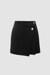 Asymmetric Wrap A-line Pleated Skirt