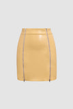 Double Zip Faux Leather Mini Skirt