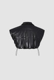 Drawstring Zip Up Cropped Puffer Vest