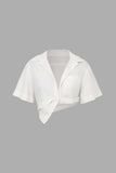 Asymmetric Short Sleeve Crop Shirt