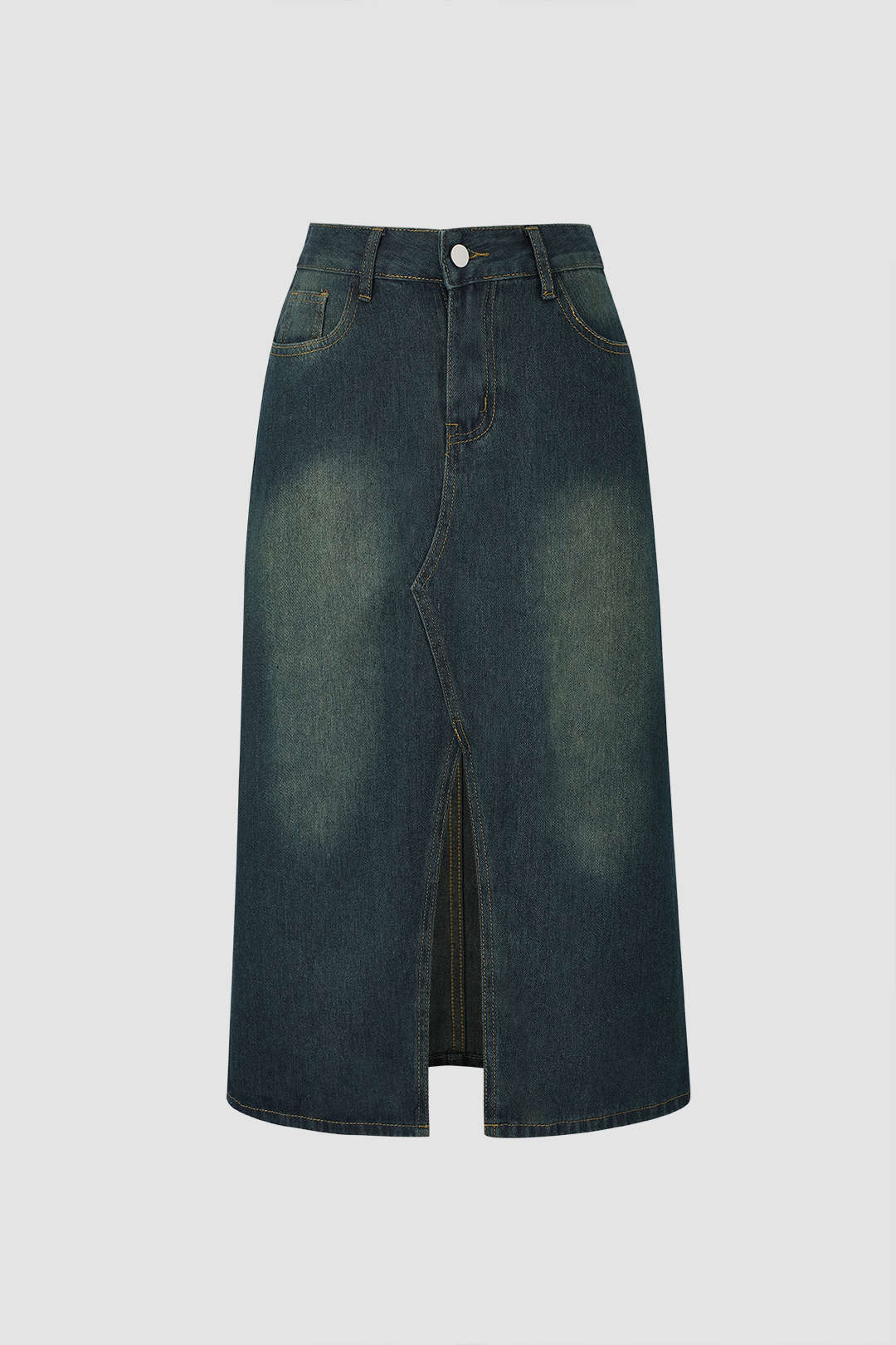 Distressed Slit Denim Skirt