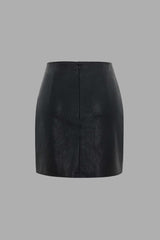 Contrast Pleated Faux Leather Mini Skirt