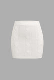 Contrast Trim V-neck Cropped Knit Top And Mini Skirt Set