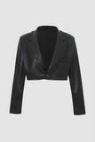 Faux Leather Cropped Blazer And Wrap Skirt Set
