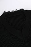 Distressed Frayed V-Neck Sweater