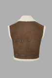 Faux Fur Trim Suede Vest