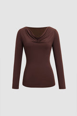 Basic Cowl Neck Long Sleeve Top