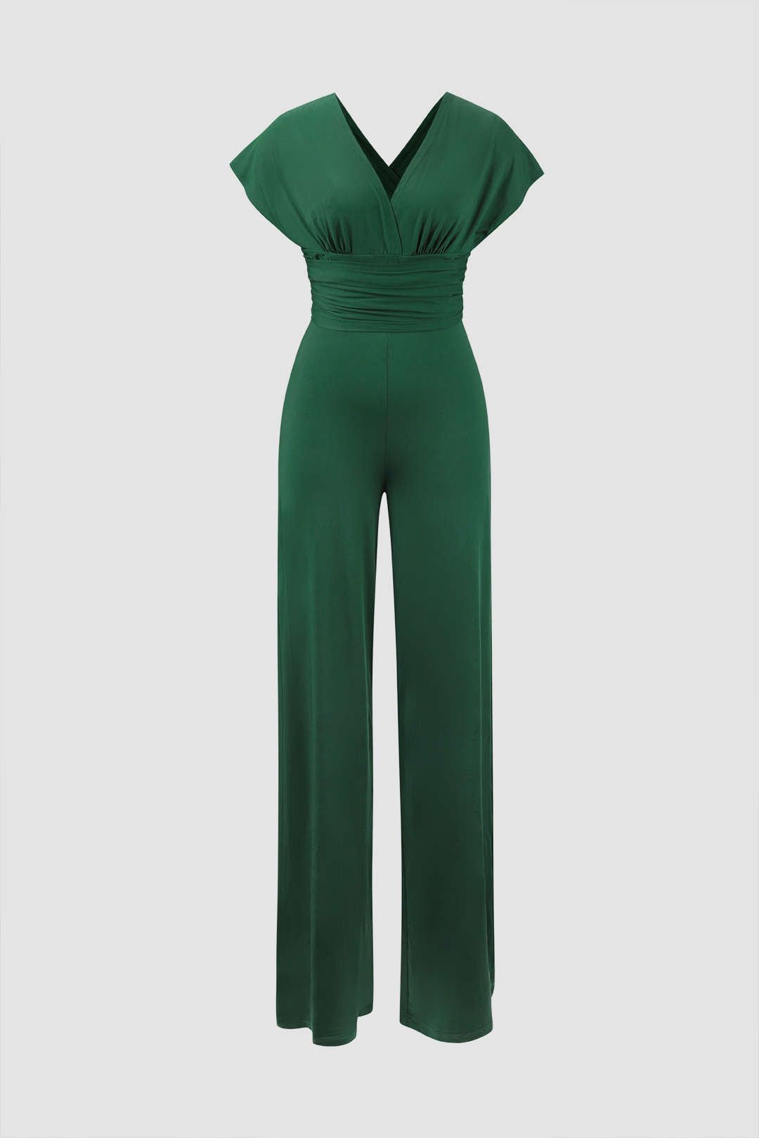 Deep V-neck Wrap Tie Jumpsuit