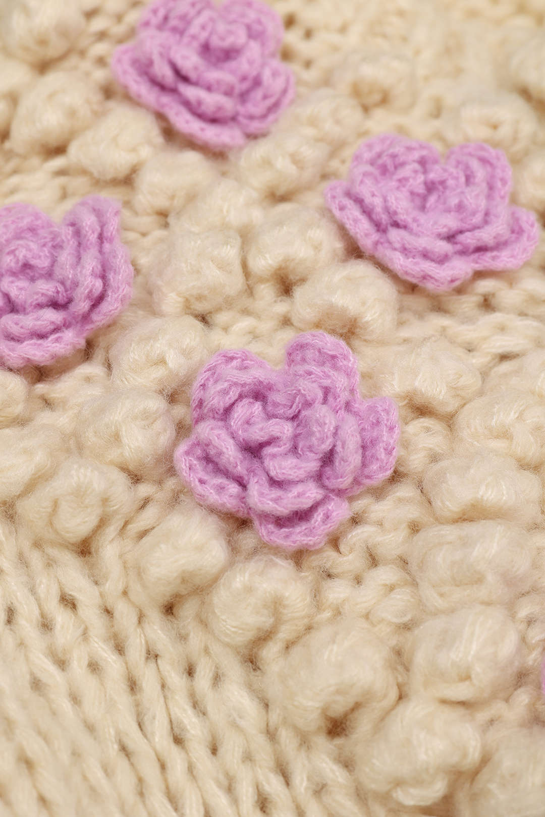 Flower Pom-pom Knit Cardigan