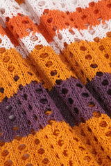 Color Block Stripe Pointelle Knit Dress
