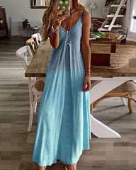 Strap Dress Maxi long Dress Sleeveless Color Gradient Summer