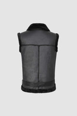 Faux Shearling Leather Belted Hem Vest