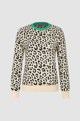 Contrast Trim Leopard Sweater