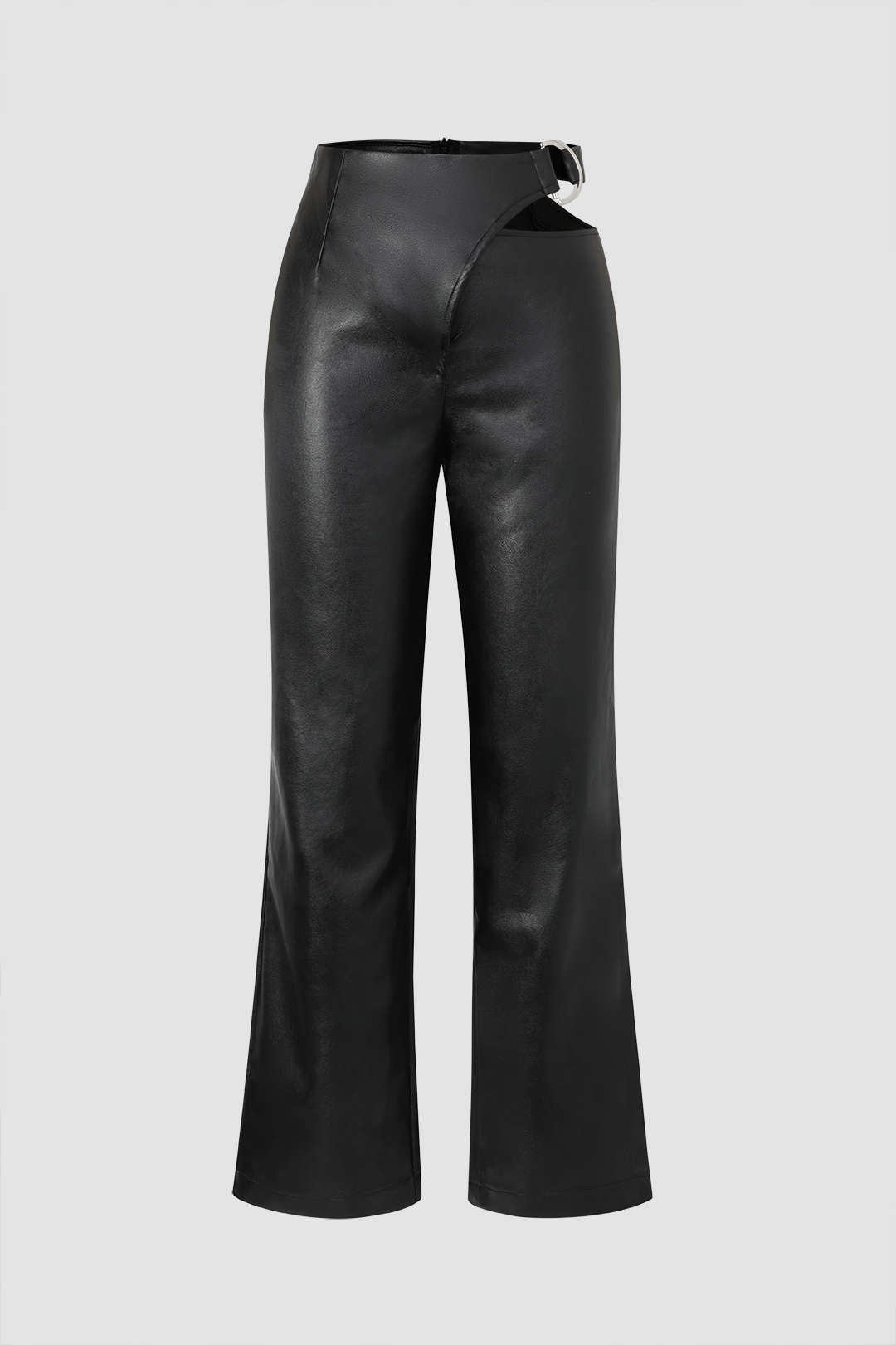 Faux Leather Cut Out Waist Pants