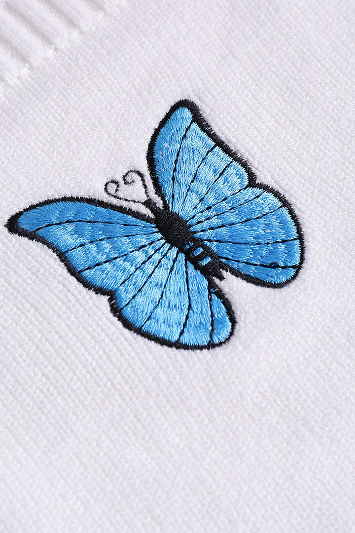 Butterfly Embroidered Knit Cami Top