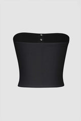 Button Front Ribbed Tube Top