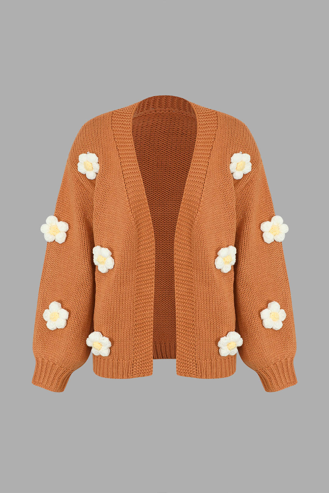 Balloon Sleeve Flower Cardigan