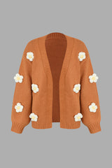 Balloon Sleeve Flower Cardigan