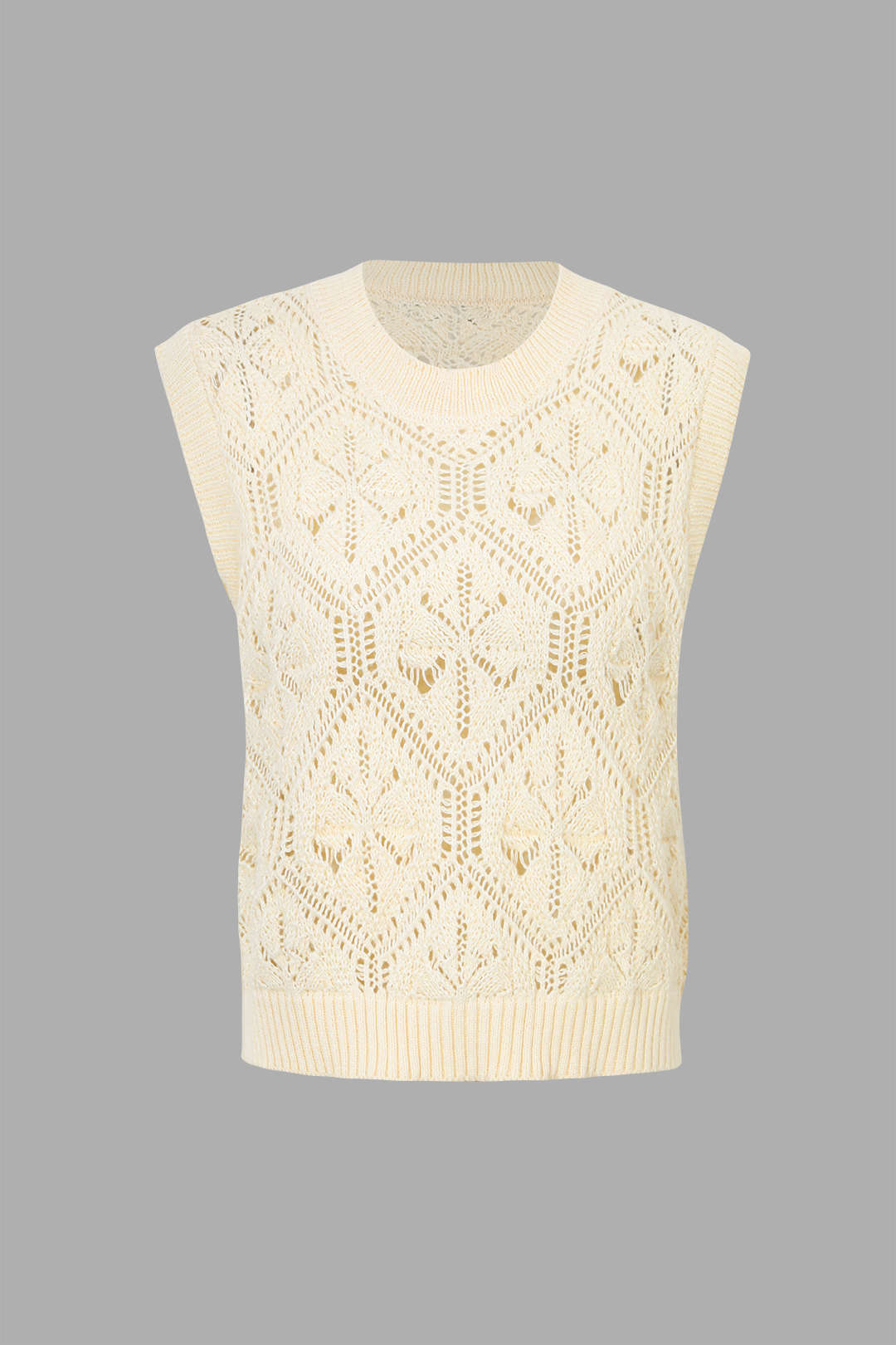 Crew Neck Openwork Knit Vest