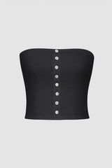 Button Front Ribbed Tube Top